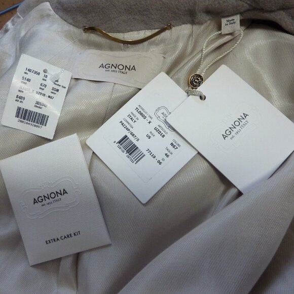 Agnona Sesame Alpaca Blend Cocoon Long Coat - Picture 8 of 11